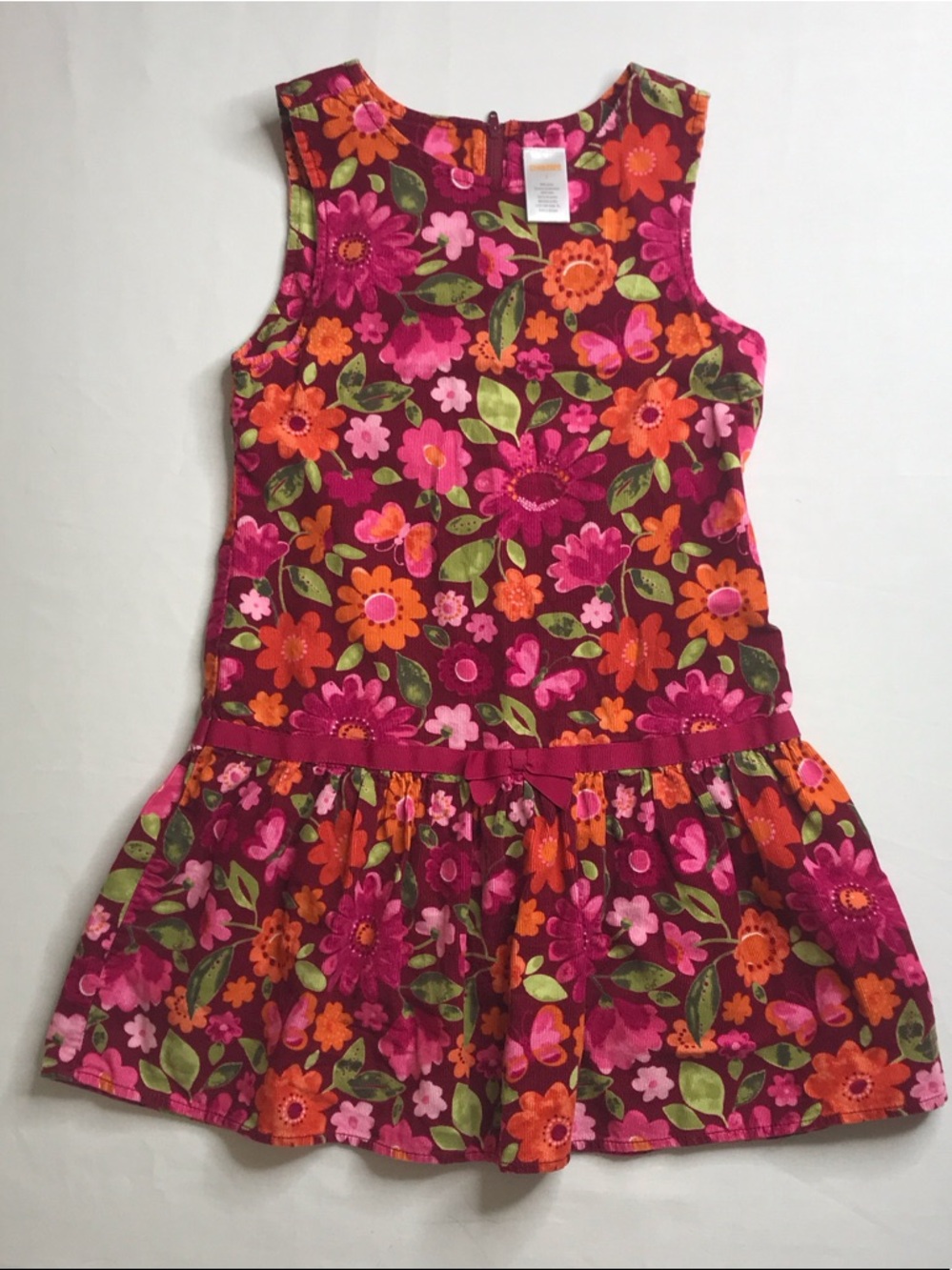 Gymboree Magenta Floral Sleeveless Cotton Corduroy Jumper Dress
